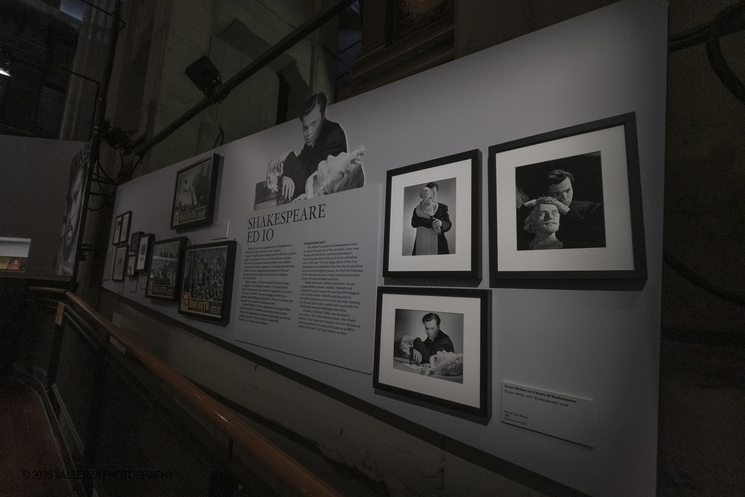 _DSF9018.jpg - 31/03/2026. Torino. Mostra My Name is Orson Welle, la mostra ripercorre la vita e la carriera del grande regista attraverso fotografie, documenti dâ€™archivio, disegni, manifesti, materiali audiovisivi e installazioni. Nella foto documentazione afferente alla quarta delle cinque aree tematiche della mostra  1947-1968 Una star in Europa