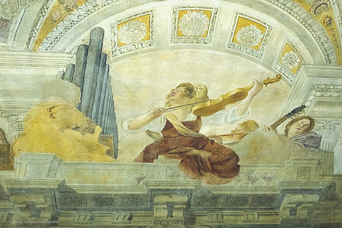 _DSF0254.jpg - 22/11720'25. Torino. Dal 22 novembre 2025 al 3 maggio 2026, le Sale Chiablese dei Musei Reali di Torino ospitano una mostra dedicata a Orazio Gentileschi (Pisa, 1563 â€“ Londra, 1639), uno dei piÃ¹ importanti artisti italiani del Seicento, la cui straordinaria qualitÃ  pittorica fu premiata da un successo in vita pari a quello di Caravaggio, Rubens e Van Dyck. Nella foto Orazio Gentileschi ed Agostino Tassi Concerto musicale con Apollo e le Muse, 1611-1612.. Particolare