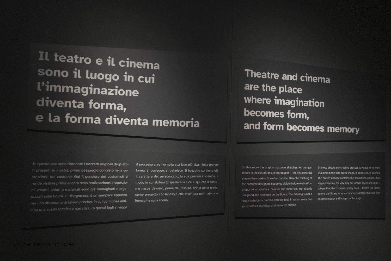 _DSF9667.jpg - 17/04/2026. Torino.  In mostra abiti che hanno definito l'immagine delle regine nel cinema e nel teatro. Nella foto tabellone esplicativo dello spirito della mostra