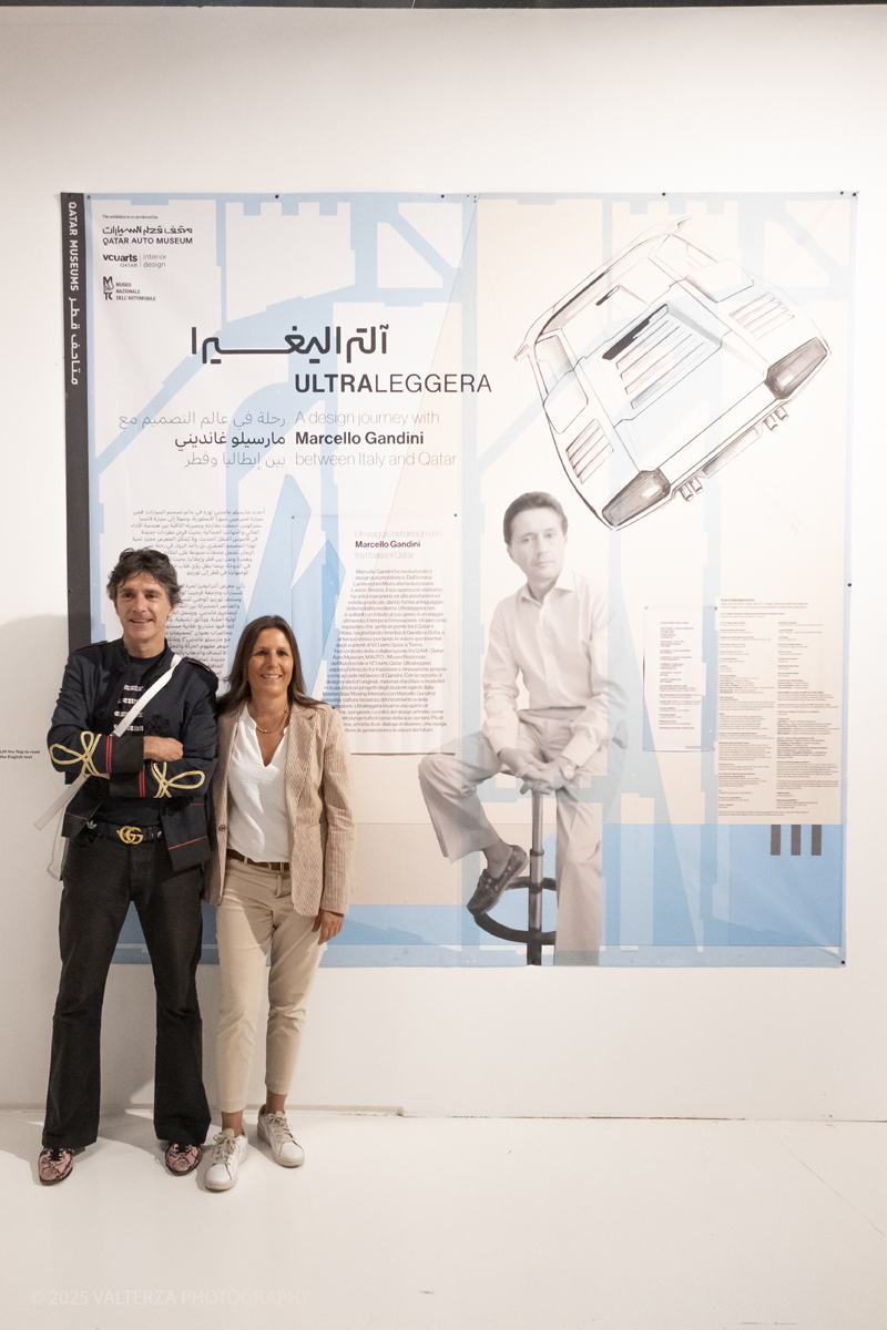 DSCF0114.jpg - 19/06/2025. Torino.    ULTRALEGGERA. A design journey with Marcello Gandini between Italy and Qatar.  Lâ€™ereditÃ  di pensiero di Marcello Gandini in una mostra a un anno dalla scomparsa del Maestro. Nella foto   Simone Carena, continuatore dello studio di Gandini, e Marzia Gandini, figlia del Maestro.