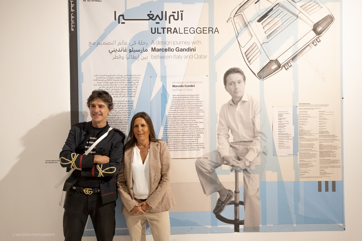 DSCF0119.jpg - 19/06/2025. Torino.    ULTRALEGGERA. A design journey with Marcello Gandini between Italy and Qatar.  Lâ€™ereditÃ  di pensiero di Marcello Gandini in una mostra a un anno dalla scomparsa del Maestro. Nella foto   Simone Carena, continuatore dello studio di Gandini, e Marzia Gandini, figlia del Maestro.