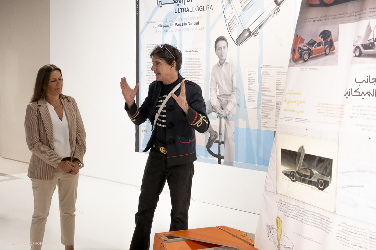 DSCF0192.jpg - 19/06/2025. Torino.    ULTRALEGGERA. A design journey with Marcello Gandini between Italy and Qatar.  Lâ€™ereditÃ  di pensiero di Marcello Gandini in una mostra a un anno dalla scomparsa del Maestro. Nella foto visita guidata alla moastra con  Simone Carena, continuatore dello studio di Gandini, e Marzia Gandini, figlia del Maestro.