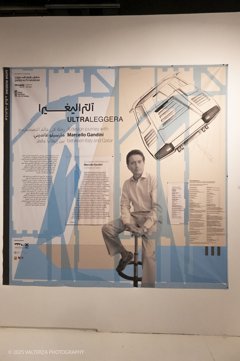 DSCF0011.jpg - 19/06/2025. Torino.    ULTRALEGGERA. A design journey with Marcello Gandini between Italy and Qatar.  Lâ€™ereditÃ  di pensiero di Marcello Gandini in una mostra a un anno dalla scomparsa del Maestro. Nella foto  tabellone introduttivo alla mostracon il ritratto di Marcello Gandini
