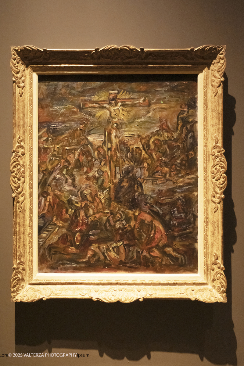 _DSF0033.jpg - 17/09/2025. Torino. Tintoretto è stato fondativo per la formazione artistica di Vedova e la mostra sottolinea l'impeto e la forza dell'articolato rapporto che lega i due artisti. Nella foto  Emilio Vedova La crocifissione ( da Tintoretto), 1942