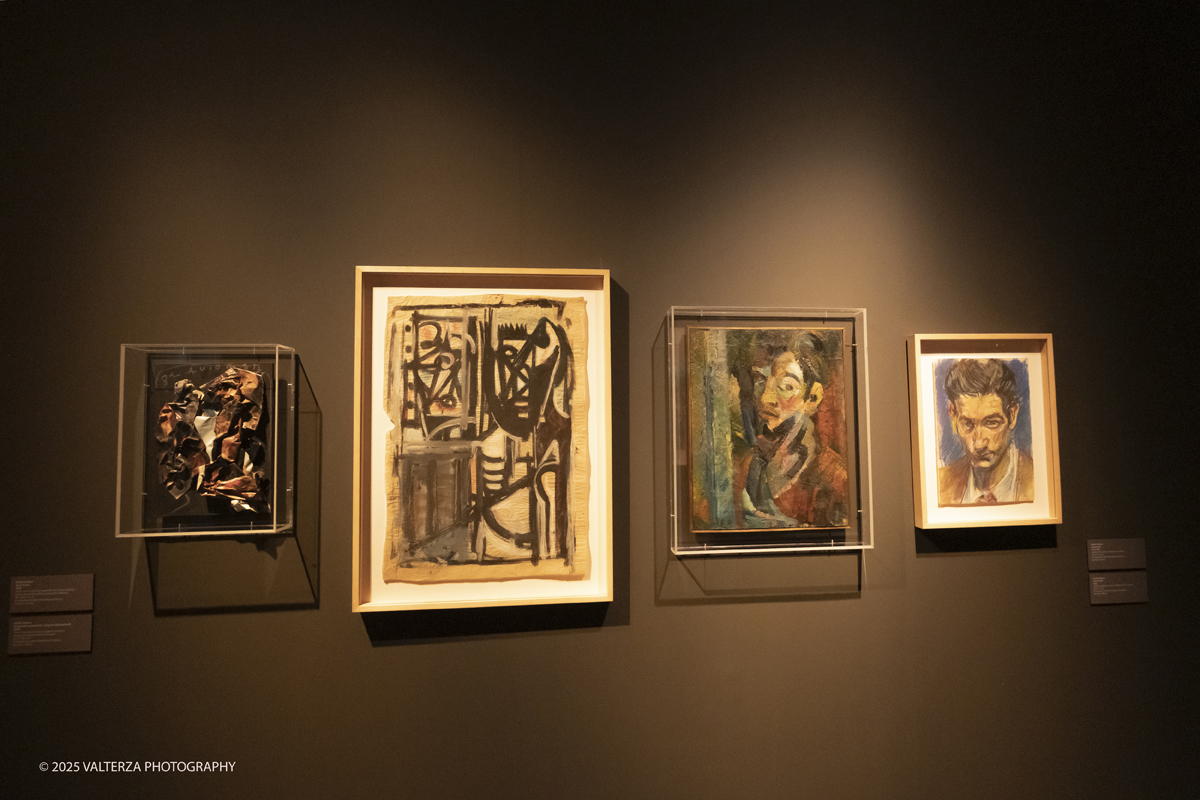 _DSF9877.jpg - 17/09/2025. Torino. Tintoretto Ã¨ stato fondativo per la formazione artistica di Vedova e la mostra sottolinea l'impeto e la forza dell'articolato rapporto che lega i due artisti. Nella foto Emilio Vedova, Autoritratti