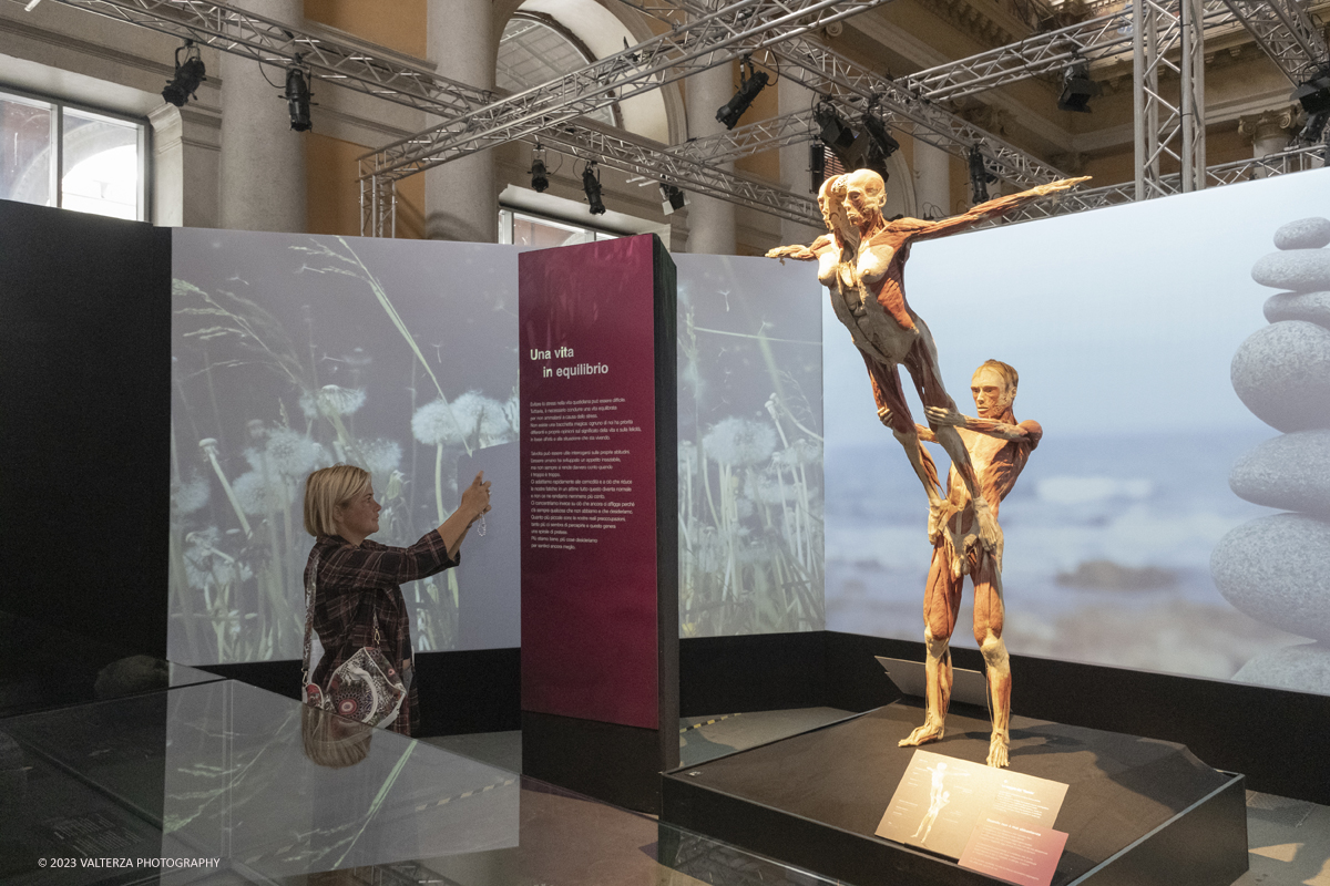 _DSF5428.jpg - 15/09/20223. Torino. La Sala degli Stemmi della Stazione di Torino Porta Nuova ospita, dal 15 settembre 2023 al 14 gennaio 2024, la nuova mostra originale â€œBody Worlds Vitalâ€�. Nella foto in visita alla mostra