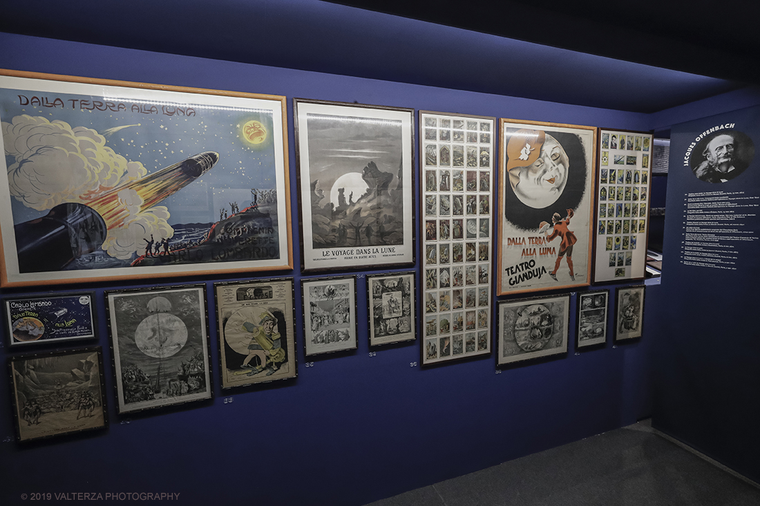 _G3I1328.jpg - 18/07/2019. Torino. A cinquant'anni esatti dallo sbarco del primo uomo sulla luna , Palazzo Madama presenta la mostra dalla Terra alla Luna. In mostra oltre 60 opere che raccontano l'influenza dell'astro d'argento sull'arte e sugli artisti dall'ottocento al 1969. Nella foto collezione di opere di Jacques Offenbach