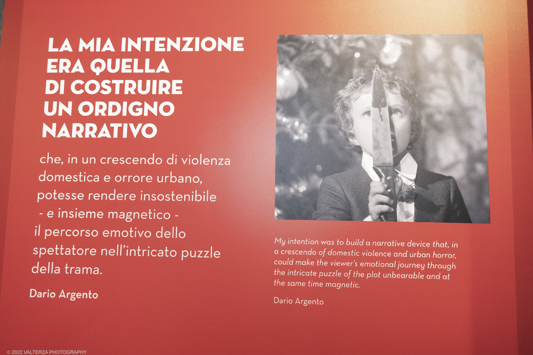 _DSF1111.jpg - 05/04/2022. Torino. Presentata la prima mostra dedicata a un grande maestro del cinema: il regista, sceneggiatore e produttore Dario Argento (Roma, 1940). Nella foto materiale del film Profondo Rosso 1975