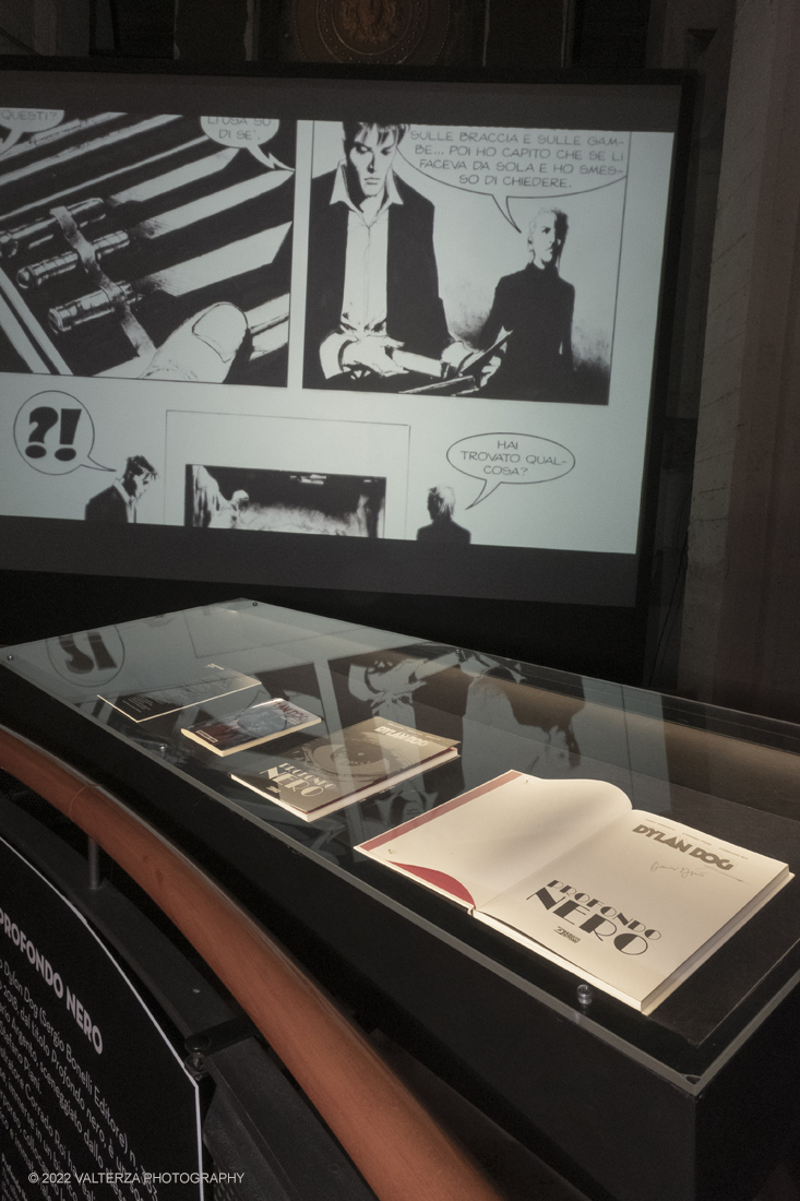 _DSF1298.jpg - 05/04/2022. Torino. Presentata la prima mostra dedicata a un grande maestro del cinema: il regista, sceneggiatore e produttore Dario Argento (Roma, 1940). Nella foto area dedicata a foto di scena ed a Dylan Dog