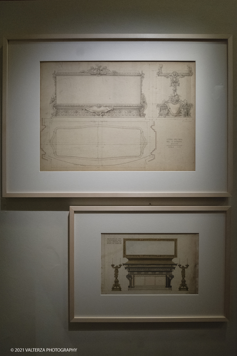 _DSF2262-2.jpg - 01/10/2029. Torino. L'accademia Albertina e Torino tra eccletismo e Liberty. Disegnare la cittÃ  non Ã¨ una semplice mostra ma un viaggio nella storia dellâ€™arte e dellâ€™architettura torinese che  vuole ritrovare nel passato le sinergie e le ispirazioni utili al nostro .futuro. Nella foto opere di Giulio Casanova progetto per l'ostensione della Sindone e l'urna di San Giovanni Bosco