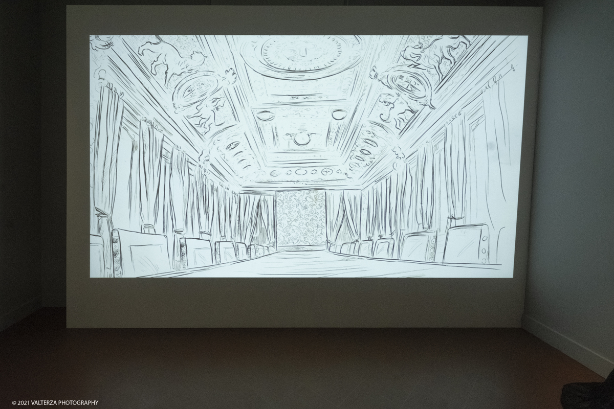 _DSF2407.jpg - 01/10/2029. Torino. L'accademia Albertina e Torino tra eccletismo e Liberty. Disegnare la cittÃ  non Ã¨ una semplice mostra ma un viaggio nella storia dellâ€™arte e dellâ€™architettura torinese che  vuole ritrovare nel passato le sinergie e le ispirazioni utili al nostro .futuro. Nella foto schizzi e disegni realizzati da Giulio Casanova per il progetto il il nuovo treno reale, 1929