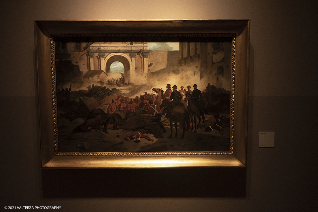 _DSF3089.jpg - 12/10/2021. Torino. Il percorso espositivo, della mostra alla GAM, presenta oltre 60 capolavori dellâ€™artista livornese , si articola in nove sezioni e copre un ampio arco cronologico che dal 1854 giunge al 1894, dalla sperimentazione macchiaiola e da opere capitali degli anni Sessanta e Settanta fino alle tele dellâ€™etÃ  matura, che ne rivelano lo sguardo acuto e innovatore, capace di aperture sullâ€™imminente â€™900. Opera Garibaldi a Palermo
