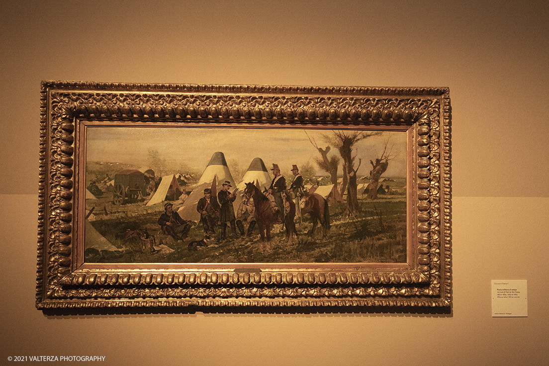 _DSF3133.jpg - 12/10/2021. Torino. Il percorso espositivo, della mostra alla GAM, presenta oltre 60 capolavori dellâ€™artista livornese , si articola in nove sezioni e copre un ampio arco cronologico che dal 1854 giunge al 1894, dalla sperimentazione macchiaiola e da opere capitali degli anni Sessanta e Settanta fino alle tele dellâ€™etÃ  matura, che ne rivelano lo sguardo acuto e innovatore, capace di aperture sullâ€™imminente â€™900.  Opera Posta militare al campo