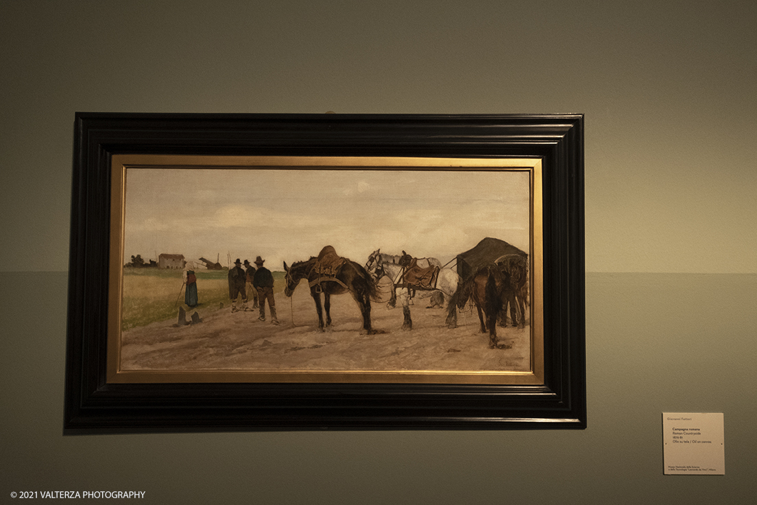 _DSF3148.jpg - 12/10/2021. Torino. Il percorso espositivo, della mostra alla GAM, presenta oltre 60 capolavori dellâ€™artista livornese , si articola in nove sezioni e copre un ampio arco cronologico che dal 1854 giunge al 1894, dalla sperimentazione macchiaiola e da opere capitali degli anni Sessanta e Settanta fino alle tele dellâ€™etÃ  matura, che ne rivelano lo sguardo acuto e innovatore, capace di aperture sullâ€™imminente â€™900.  Opera Campagna Romana