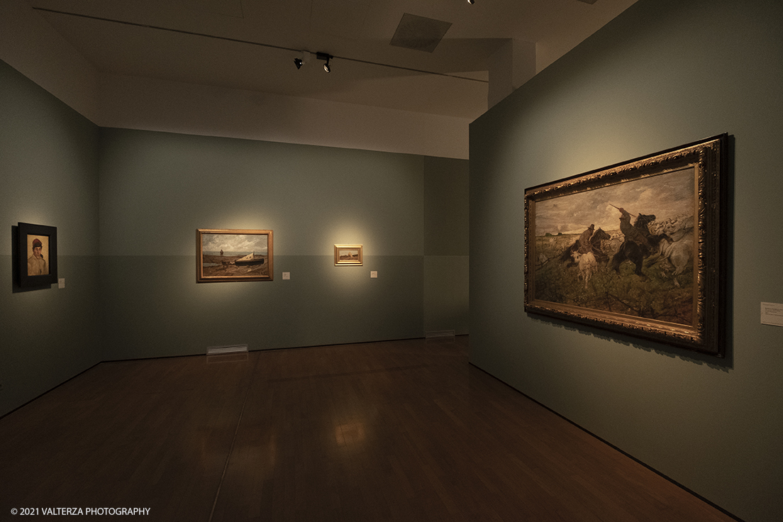 _DSF3192.jpg - 12/10/2021. Torino. Il percorso espositivo, della mostra alla GAM, presenta oltre 60 capolavori dellâ€™artista livornese , si articola in nove sezioni e copre un ampio arco cronologico che dal 1854 giunge al 1894, dalla sperimentazione macchiaiola e da opere capitali degli anni Sessanta e Settanta fino alle tele dellâ€™etÃ  matura, che ne rivelano lo sguardo acuto e innovatore, capace di aperture sullâ€™imminente â€™900.