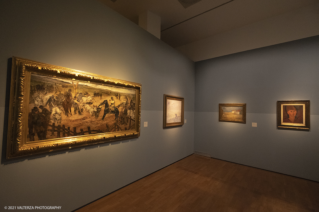 _DSF3260.jpg - 12/10/2021. Torino. Il percorso espositivo, della mostra alla GAM, presenta oltre 60 capolavori dellâ€™artista livornese , si articola in nove sezioni e copre un ampio arco cronologico che dal 1854 giunge al 1894, dalla sperimentazione macchiaiola e da opere capitali degli anni Sessanta e Settanta fino alle tele dellâ€™etÃ  matura, che ne rivelano lo sguardo acuto e innovatore, capace di aperture sullâ€™imminente â€™900.
