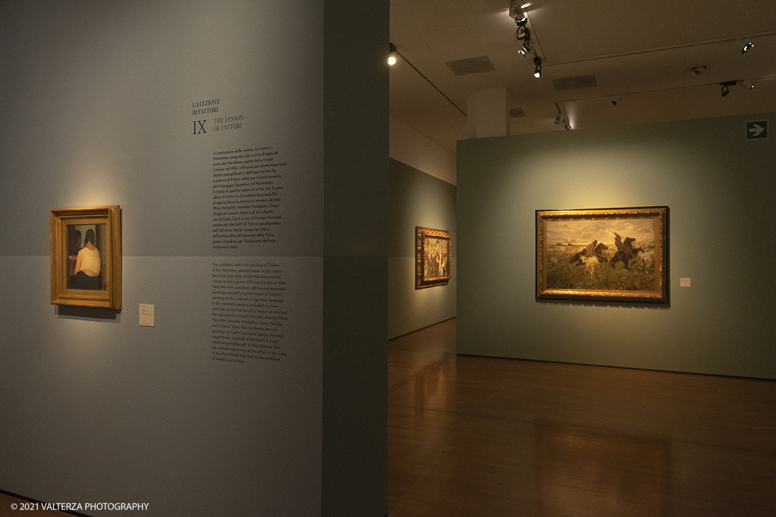 _DSF3263.jpg - 12/10/2021. Torino. Il percorso espositivo, della mostra alla GAM, presenta oltre 60 capolavori dellâ€™artista livornese , si articola in nove sezioni e copre un ampio arco cronologico che dal 1854 giunge al 1894, dalla sperimentazione macchiaiola e da opere capitali degli anni Sessanta e Settanta fino alle tele dellâ€™etÃ  matura, che ne rivelano lo sguardo acuto e innovatore, capace di aperture sullâ€™imminente â€™900.