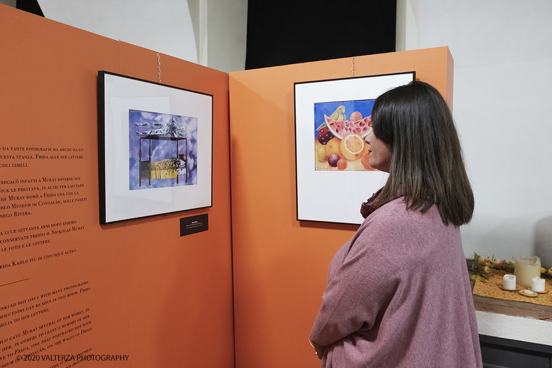 _DSF2816.jpg - 31/01/2020. Torino. " Frida Kahlo through the lens of Nickolas Murray" .Un viaggio emozionale nella vita dell'icona mondiale Frida Kahlo. Un percorso per conoscere la donna, viverla e comprendere la sua essenza, fatta di forza, coraggio, talento e un immenso amore. Una mostra evento per la prima volta in Europa. Nella foto un momento della visita alla mostra.