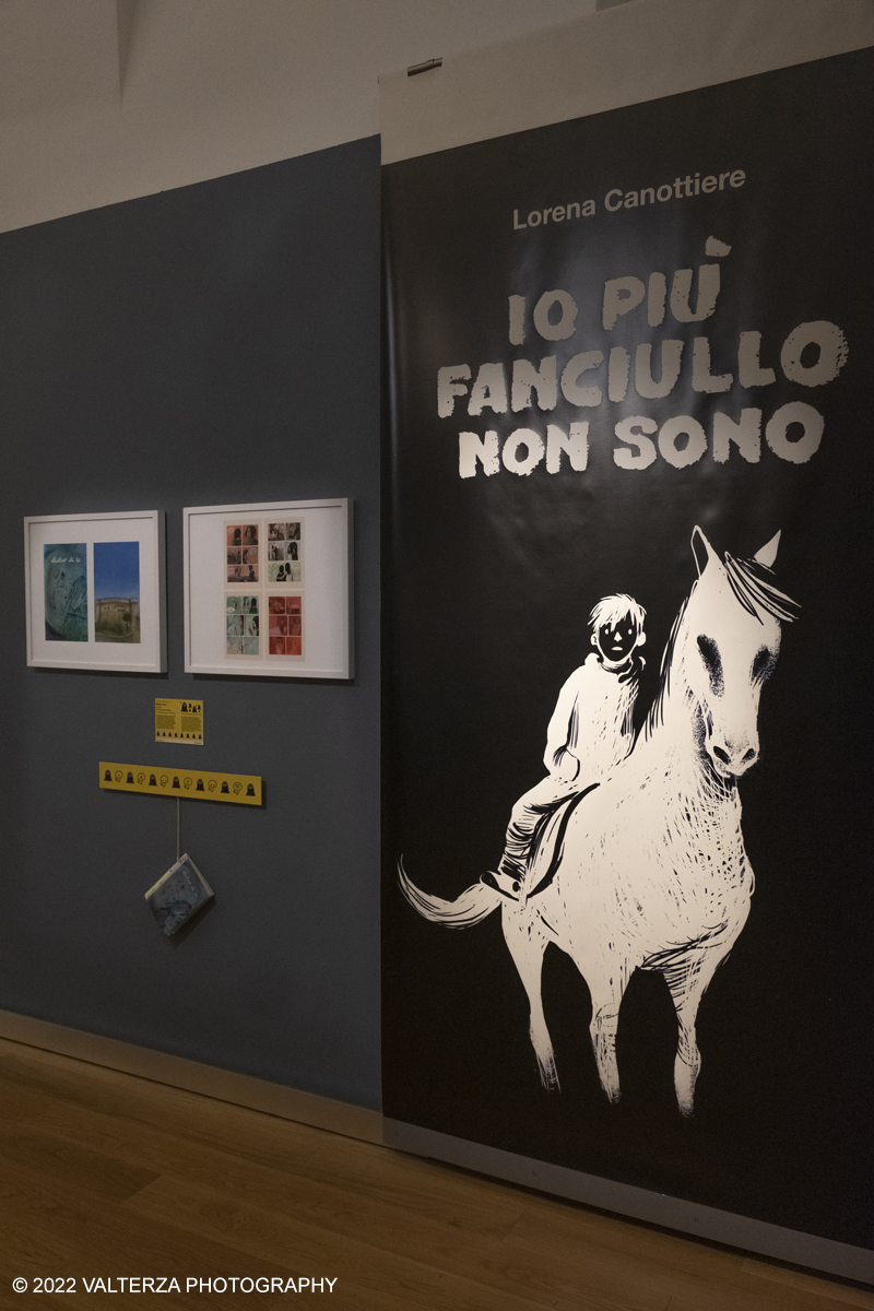 _DSF0586.jpg - 17/05/2022. Torino. Curata da Mattia Morandi, Chiara Palmieri e Simona Cardinali, la mostra si ispira al fumetto di Lorena Canottiere â€œIo piÃ¹ fanciullo non sonoâ€�, ambientato proprio nei Musei Reali, e che vede come protagonista il principe Eugenio di Savoia-Soissons. Il â€œfilosofo guerrieroâ€�, come lo definÃ¬ Rousseau, e colto collezionista dâ€™arte, che contribuÃ¬ ad arricchire le stanze dei Musei Reali