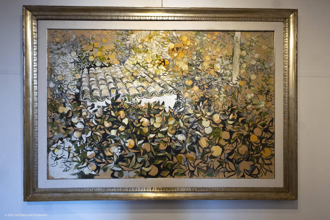 _DSF2547.jpg - 08/02/2022. Torino. Mostra alla galleria Matteotti "l'Espressionismo Mediterraneo" , opere di Renato Guttuso. Nella foto l'opera Aranceto 1957