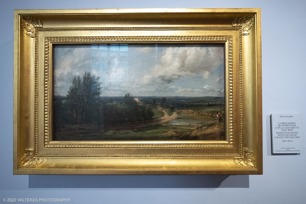 _DSF4017.jpg - 24/10/2022 .Torino. Per la prima volta in Italia una mostra dedicata al celebre artista John Constable: oltre cinquanta opere, provenienti dalla Tate UK, ripercorrono cronologicamente la vicenda artistica del pittore, tra i massimi esponenti della pittura romantica inglese. Nella foto John Constable, La brughiera di Hampstead con la casa detta Salt Box, 1819/1820 ca