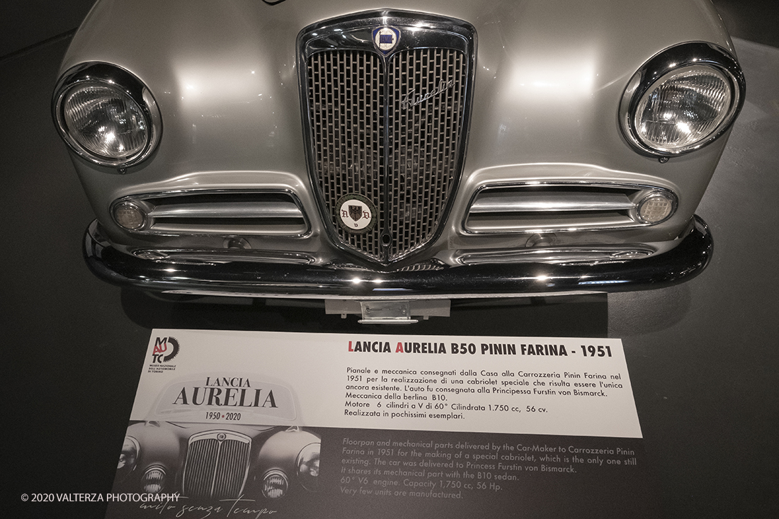 _DSF1423.jpg - 30/01/2020. Torino. Al Mauto una mostra dedicata ai 70 anni del mito torinese Lancia Aurelia.Il Museo Nazionale dellâ€™Automobile di Torino ha inaugurato la mostra "LANCIA AURELIA 1950 â€“ 2020. MITO SENZA TEMPO", uno straordinario percorso espositivo, che racconta, con il contributo di 18 esemplari dâ€™eccezione â€“ di serie e fuoriserie â€“ lâ€™evoluzione del modello presentato per la prima volta al pubblico proprio a Torino nel 1950.â€œ Nella fotolancia Aurelia B50 Pinin Farina 1951