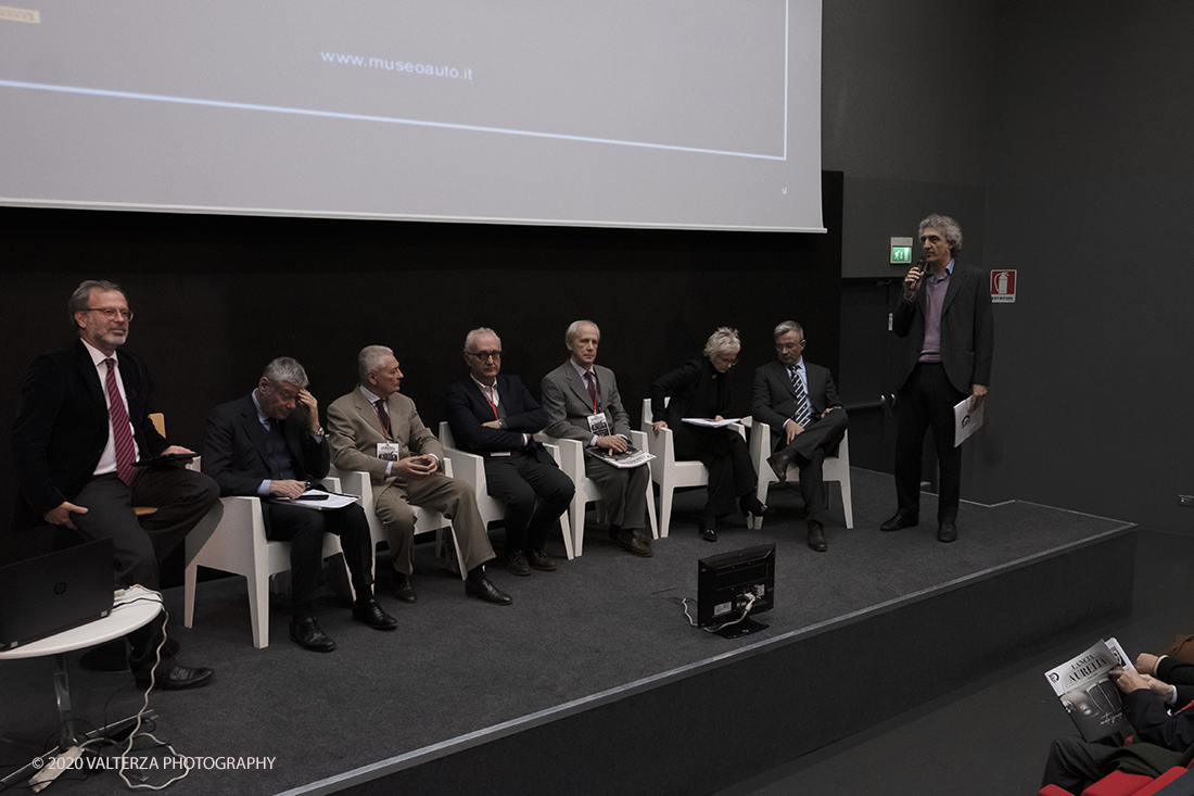 _DSF1652.jpg - 30/01/2020. Torino: Al Mauto una mostra dedicata ai 70 anni del mito torinese Lancia Aurelia.Il Museo Nazionale dellâ€™Automobile di Torino ha inaugurato la mostra "LANCIA AURELIA 1950 â€“ 2020. MITO SENZA TEMPO", uno straordinario percorso espositivo, che racconta, con il contributo di 18 esemplari dâ€™eccezione â€“ di serie e fuoriserie â€“ lâ€™evoluzione del modello presentato per la prima volta al pubblico proprio a Torino nel 1950.â€œ Nella foto Benedetto Camerana presidente del Museo introduce il dibattito di inaugurazione della mostra presenti GiosuÃ¨ Benedetto Cohen, Paolo Pininfarina, Massimo Fila Robattino e rappresentanti dei partner del progetto quali Nardi e Pirelli.