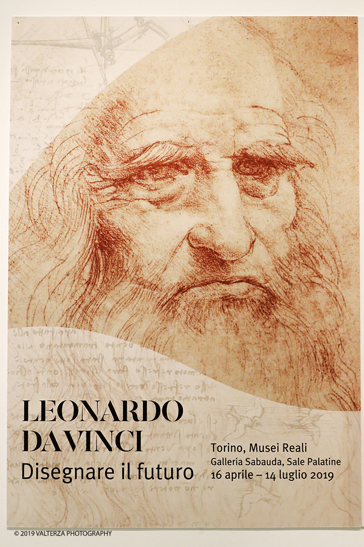 _G3I2017.jpg - 15/04/2019. Torino. La Mostra celebra i cinquecento anni della morte di Leonardo.Il percorso ruota interno al nucleo di disegni autografidi Leonardo da VInci conservati alla Biblioteca reale di Torino. Nella foto il manifesto della mostra.