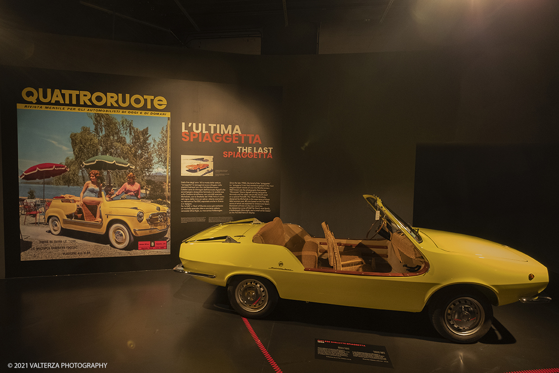 _DSF2635.jpg - 06/10/2021. Torino. Al MAUTO la nuova mostra 1921-2021 Cento anni di un designer senza confini. Nella foto la Fiat 850 Shellette Spiaggetta 1968