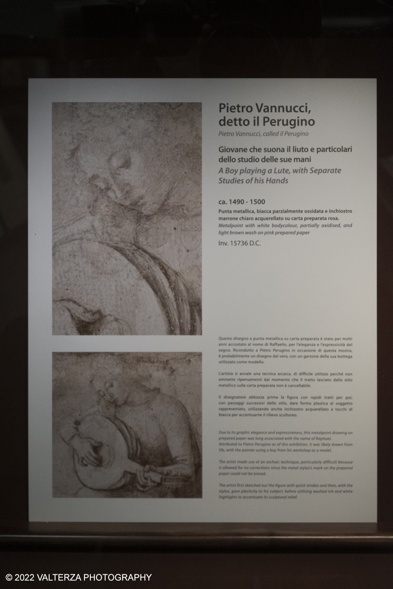 _DSF7976.jpg - 30/04/2022. Torino. Disegni del Rinascimento italiano dalle collezioni della Biblioteca Reale. La mostra ripercorre circa settantâ€™anni di storia del disegno italiano, a partire da Perugino. Nella foto opere di Piero Vannucci detto Il Perugino ca 1490-1500