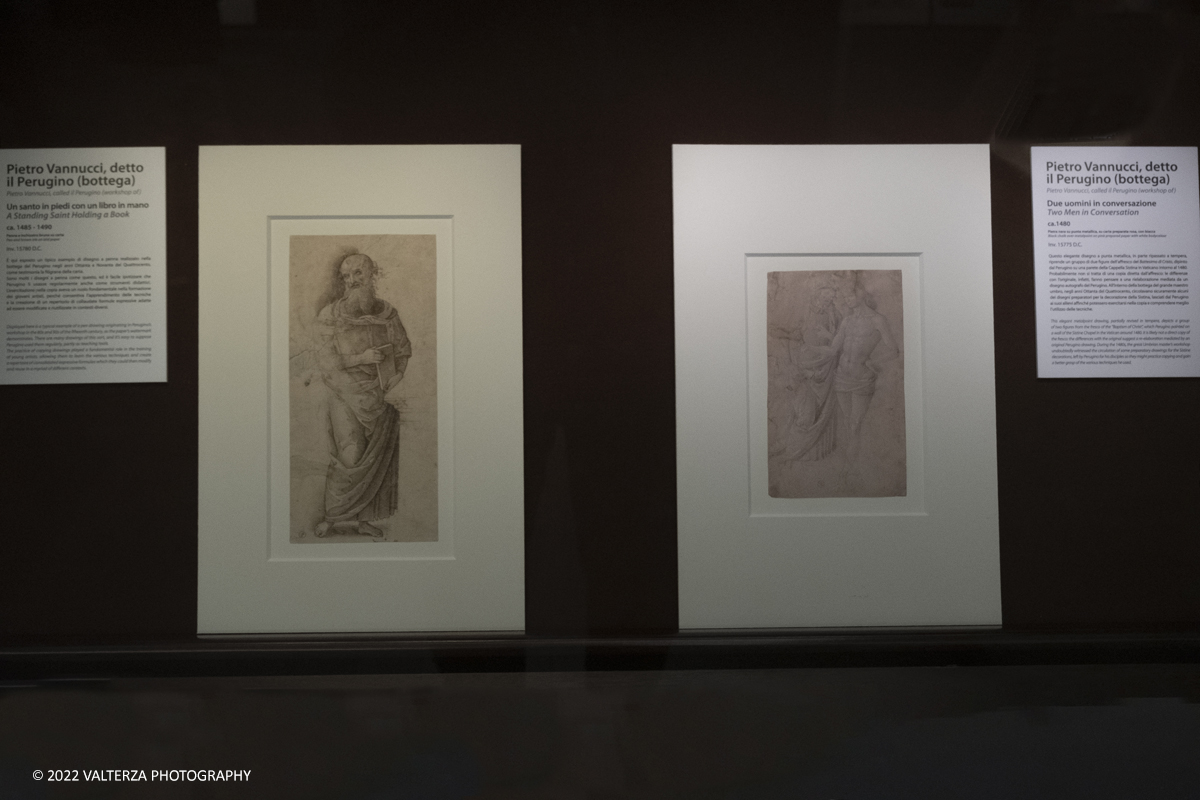 _DSF7978.jpg - 30/04/2022. Torino. Disegni del Rinascimento italiano dalle collezioni della Biblioteca Reale. La mostra ripercorre circa settantâ€™anni di storia del disegno italiano, a partire da Perugino. Nella foto opere di Piero Vannucci detto Il Perugino ca 1490-1500