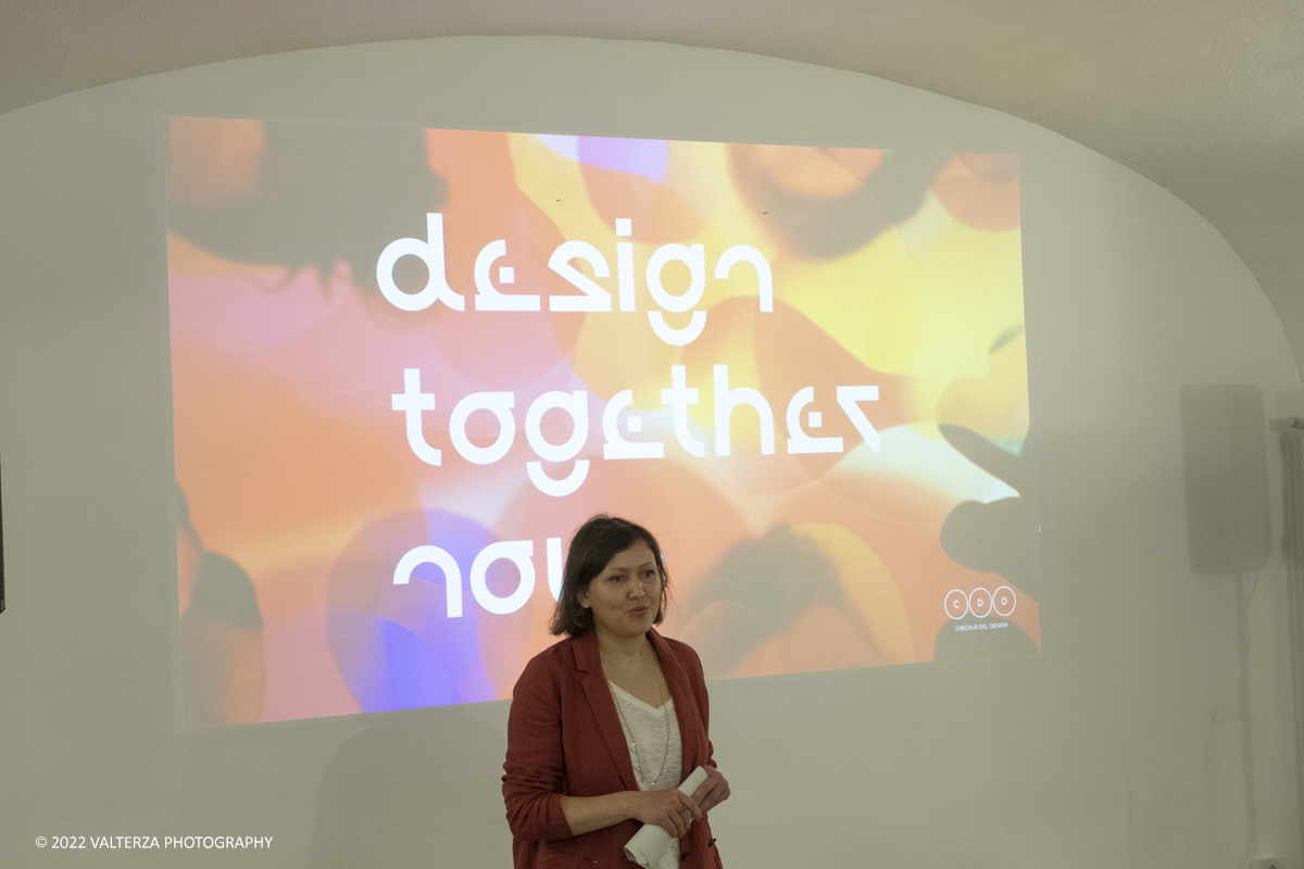 _DSF8877.jpg - 04/05/2022. Torino. Al circolo del Design Riccardo Dalisi e la Partecipazione come progetto. Nella foto l'intervento di Sara Fortunati nell'ambito della inaugurazione della mostra