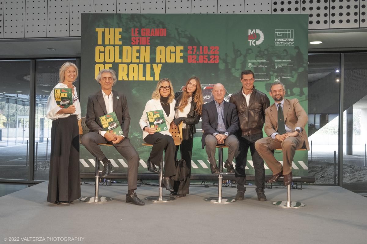 _DSF4774.jpg - 26/10/2022. Torino. Si Ã¨ inaugurata al Mauto The Golden Age Of Rally, viaggio nellâ€™epoca dâ€™oro di questa disciplina sportiva attraverso un'esposizione inedita nel panorama internazionale, che porta per la prima volta in mostra, dal 27 ottobre 2022 al 2 maggio 2023, una delle collezioni piÃ¹ importanti al mondo, quella della Fondazione Gino Macaluso per lâ€™Auto Storica. Nella foto un momento della presentazione della esposizione con Mariella Mengozzi  Direttore del Museo Nazionale dell'Automobile di Torino (MAUTO), Benedetto Camerana, presidente del Museo dell'Automobile di Torino, Maria Mailander Macaluso Presidente della fondazione omonima,  Miki Biasion due volte campione del mondo Rally, Stefano Macaluso curatore della mostra e collaboratori