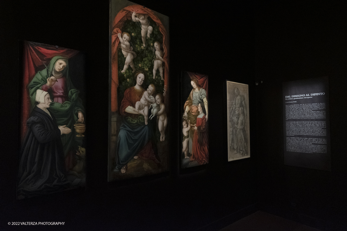 _DSF0505.jpg - 06/07/2022. Torino.  â€œvolti nel Voltoâ€� non Ã¨ solo una mostra,  si pone infatti lâ€™obiettivo di accogliere il pubblico nella dimensione di un laboratorio artistico, Ã¨ stato per questo possibile coinvolgere le migliori allieve e i migliori allievi dellâ€™Accademia nella realizzazione di dipinti on stage durante le visite alla mostra. Nella foto i cartoni di Gaudenzio Ferrari e dei suoi allievi ricchissimi di riferimenti alla storia della iconografia cristiana.