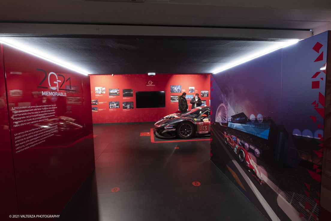 _DSF1249.jpg - 05/01/2022. Maranello. il Museo Ferrari di Maranello con il nuovo settore â€œGT 2021, a memorable yearâ€� che celebra lâ€™anno piÃ¹ vincente della storia di Ferrari nelle competizioni GT. Nella foto l'area di ingresso alla nuova mostra â€œGT 2021, a memorable yearâ€�