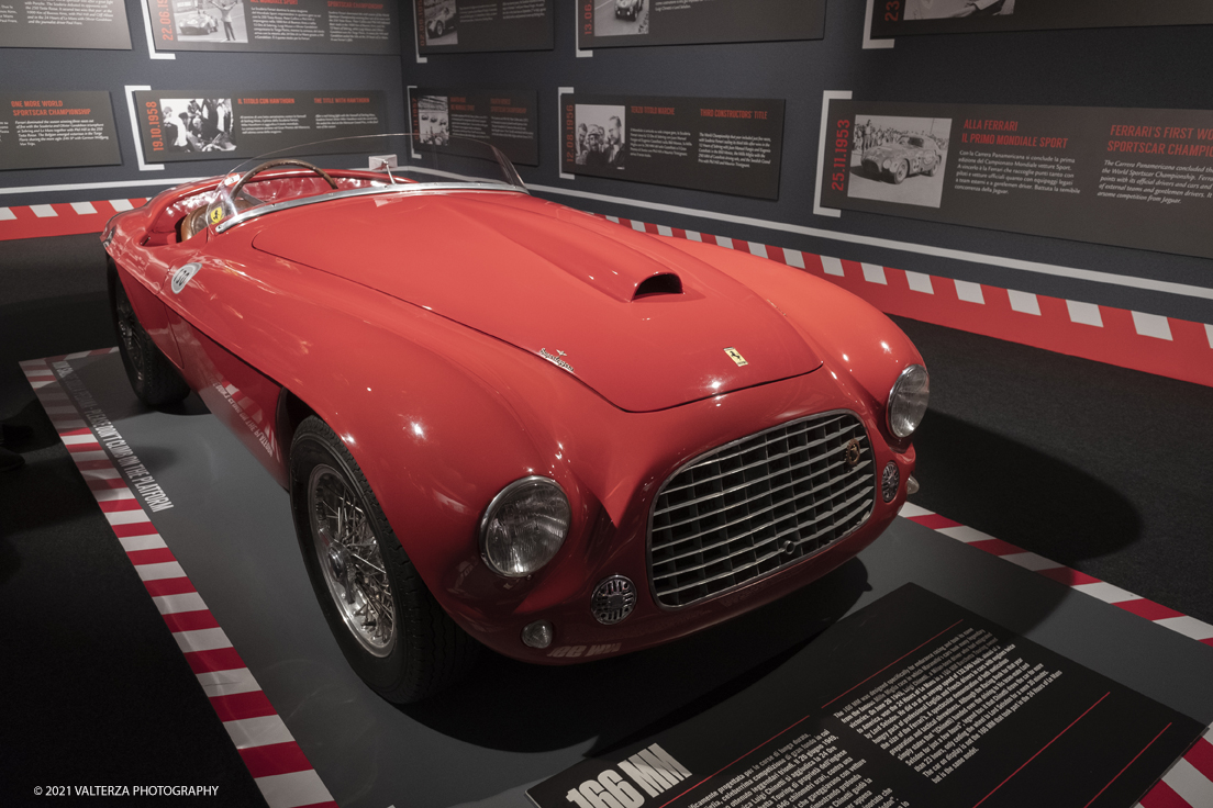 _DSF1428.jpg - 05/01/2022. Maranello. il Museo Ferrari di Maranello con il nuovo settore â€œGT 2021, a memorable yearâ€� che celebra lâ€™anno piÃ¹ vincente della storia di Ferrari nelle competizioni GT. Nella foto la Ferrari 166 MM del 1948 specificamente progettata per corse di lunga durata. La sigla MM sta per Mille Miglia