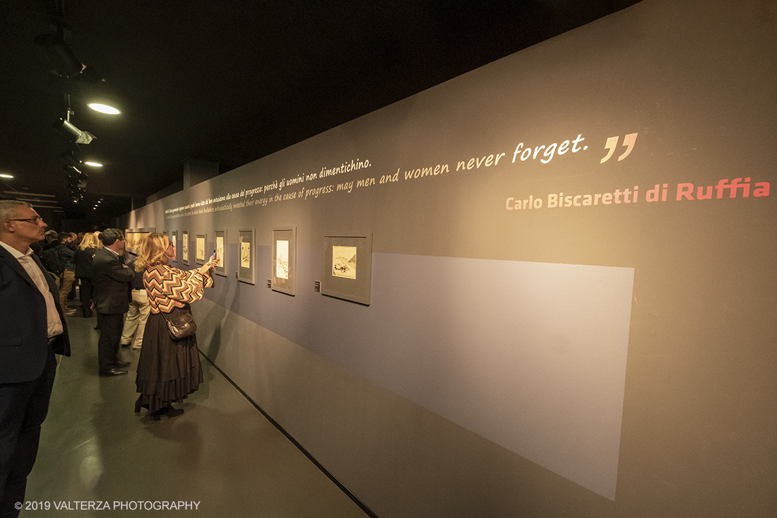 _DSF8233.jpg - 24/09/2019. Torino. Il Mauto ha da oggi un nuovo spazio espositivo permanente dedicato al suo fondatore, Carlo Biscaretti di Ruffia e inaugurato in occasione delle celebrazioni per i 140 anni dalla nascita e i 60 anni dalla scomparsa: allestimenti multimediali e disegni originali raccontano l'avventura del personaggio anticonformista e visionario che ha fondato il Museo dell'Automobile di Torino. Nella foto un momento dell'inaugurazione della mostra