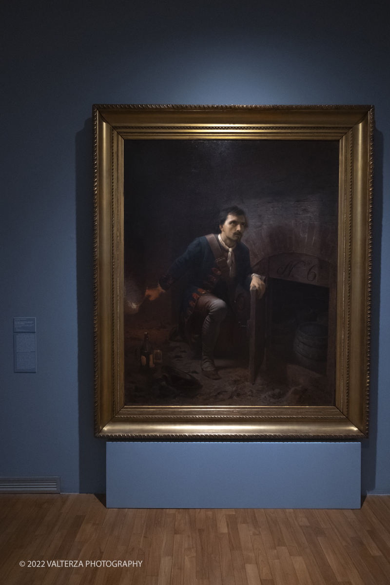 DSCF3023.jpg - 06/10/2022. Torino. Mostra delle Collezioni GAM dall'unitÃ  d'Italia all'alba del Novecento. Nella foto opera di Andrea Gastaldi, Pietro Micca nel punto di dar fuoco alla mina volge a Dio ed alla Patria i suoi ultimo pensieri 1858
