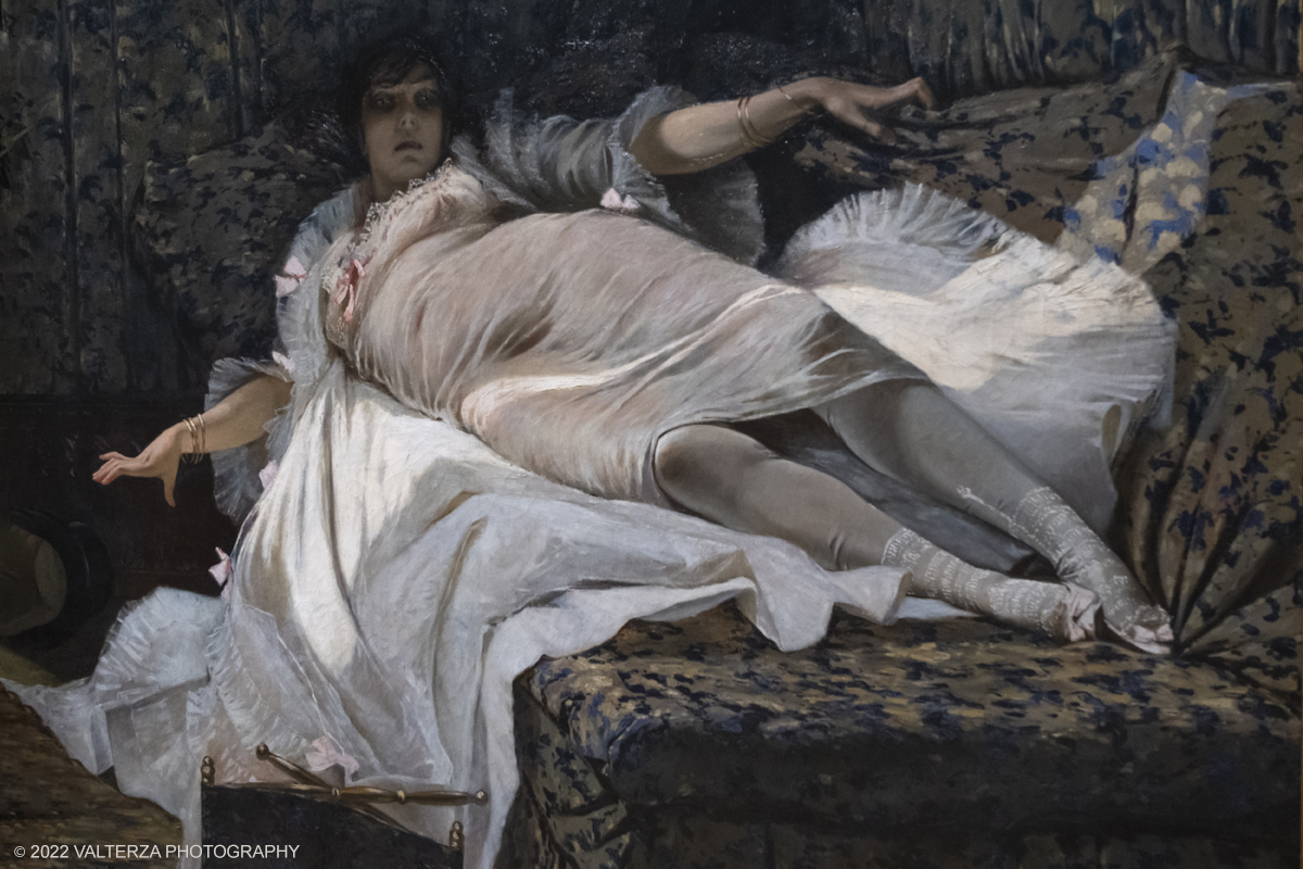 DSCF3419.jpg - 06/10/2022. Torino. Mostra delle Collezioni GAM dall'unitÃ  d'Italia all'alba del Novecento. Nella foto opera di Francesco Mosso La Femme de Claude ( L'adultera) 1877. Particolare