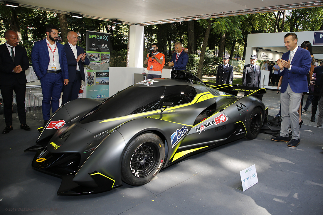 _X9B7062.jpg - 19/06/2019. Torino, apertura al Parco del Valentino dell'edizione record del Motor Show con la partecipazione di 54 brand e numerosi eventi dedicati al mondo dell'auto nell'arco di 5 giorni. Nella foto, nello stand della della Spice-X si scopre la nuova SX 1F totalmente elettrica.