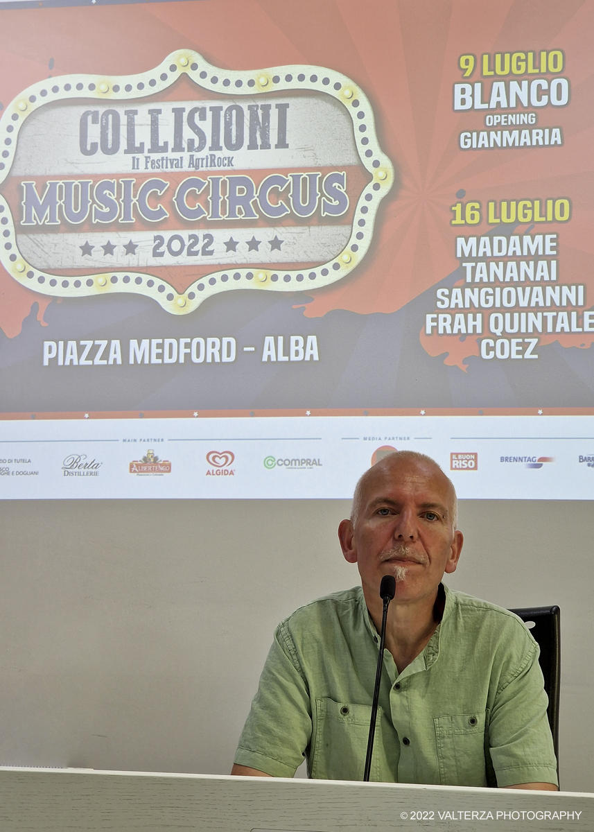 20220614_131450.jpg - 14/06/2022. Torino. Il Collisioni 2022 Ã¨ un festival di musica e letteratura che si svolge in estate in Piemonte. Un festival agrirock con grandi artisti italiani e internazionali. Nella foto Filippo Taricco creatore di Collisioni