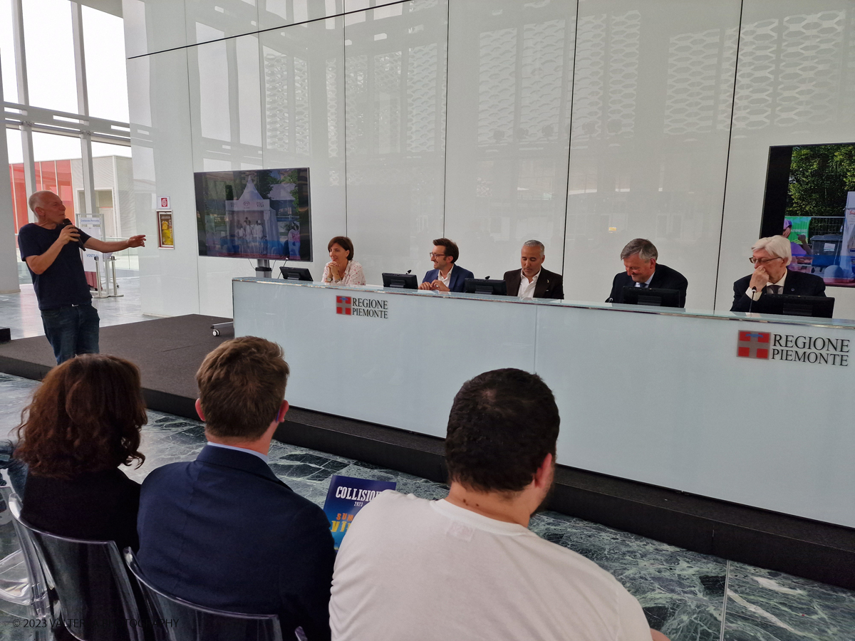 20230620_125808.jpg - 20/06/2023. Conferenza Stampa Collisioni 2023. Quella di quest'anno sarÃ  una edizione speciale che vedrÃ  la nascita di nuovi progetti e che allungherÃ  la programmazione a tutta lâ€™estate 2023. Nella foto un momento della conferenza stampa