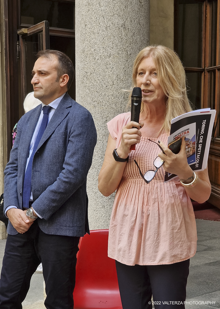 20220615_112431.jpg - 15/06/2022. Torino. Nel cortile d'onore di Palazzo Civico, si Ã¨ svolta la conferenza stampa di presentazione del programma dei festeggiamenti di San Giovanni. Nella foto l'intervento della Presidente della Conferenza dei Presidenti di Circoscrizione, Francesca Troise.