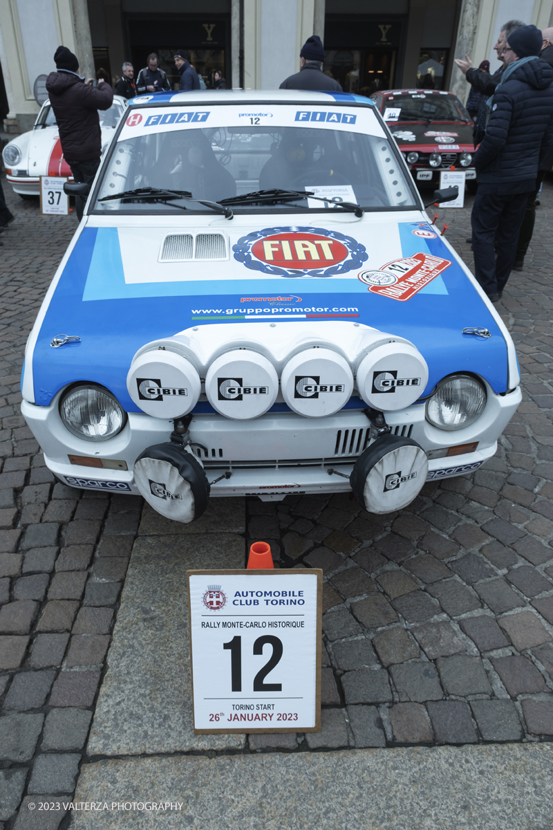 _DSF7078.jpg - 26/01/2023. Torino. Dopo  sette anni, torna a Torino il Rally Storico di Montecarlo, la rievocazione storica del rally su strada piÃ¹ antico del mondo, riservata alle vetture dâ€™epoca che hanno partecipato ad almeno un Rally Automobile Monte-Carlo entro il 1983. Nella foto la Fiat Ritmo 60 del 1978 N.12 dell'equipaggio De Angelis Alessio e Arena Nicola