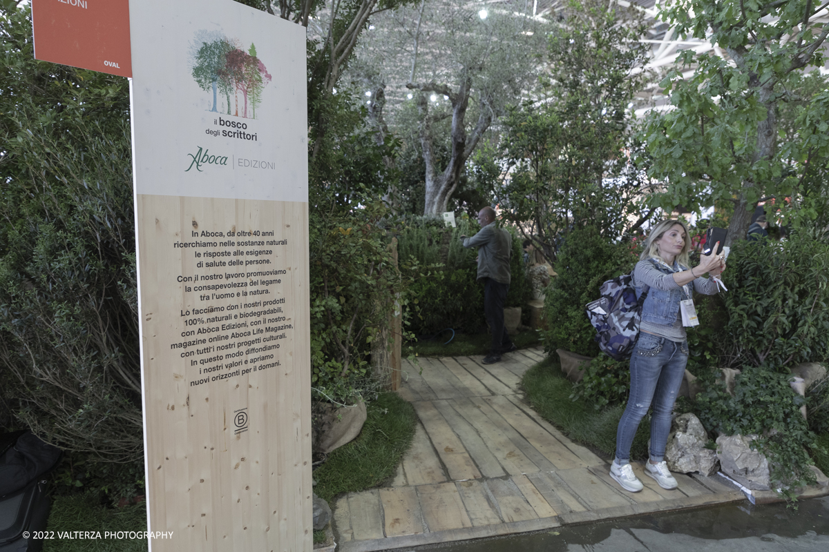 _G3I6831.jpg - 19/05/2022. Torino. Cuoiri Selvaggi, XXXIV Edizione del salone Inteernazionale dl Libro. Nella foto  il bosco degli scrittori Stand della casa editrice Aboca