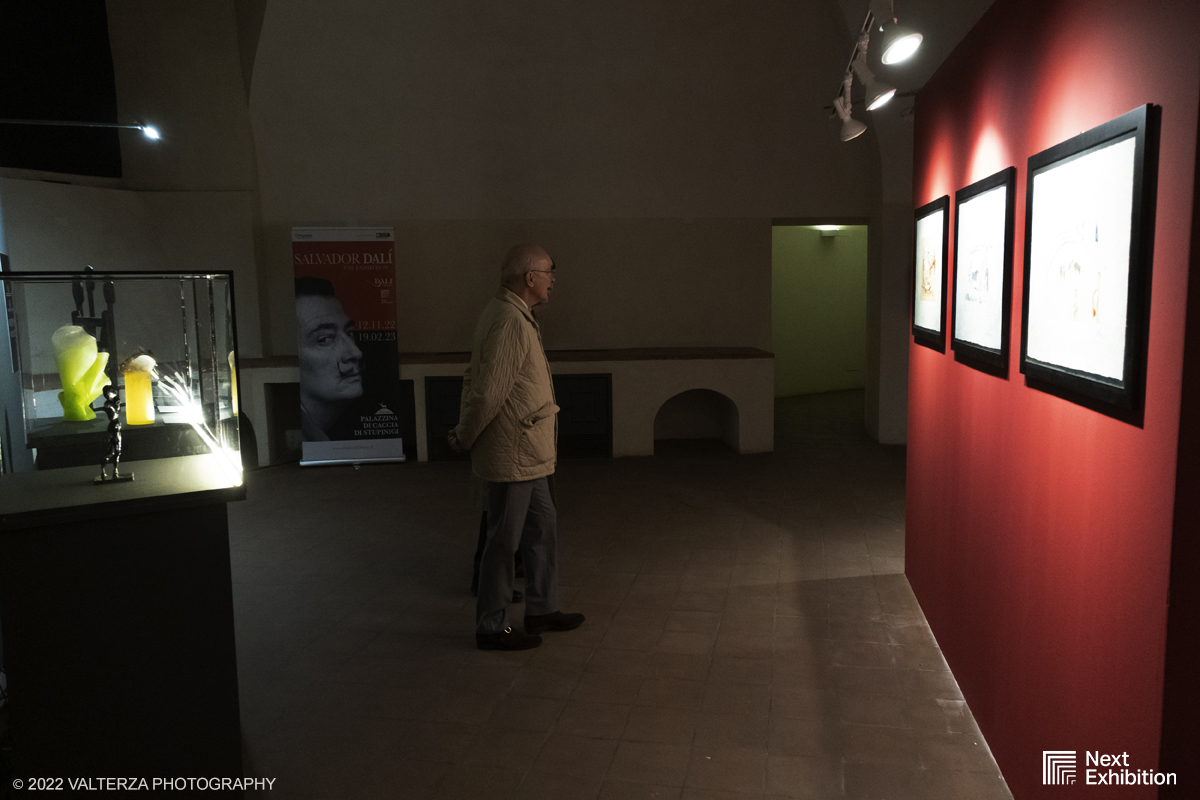 _DSF6914.jpg - 11/11/2022. Torino . Nelle antiche cucine della Palazzina di Caccia di Stupinigi dal 12 novembre 2022 al 19 febbraio 2023 il pubblico potrÃ  ammirare una mostra unica nel suo genere,  che espone diversi aspetti della produzione artistica di DalÃ­. Nella foto parte dell'allestimento della mostra