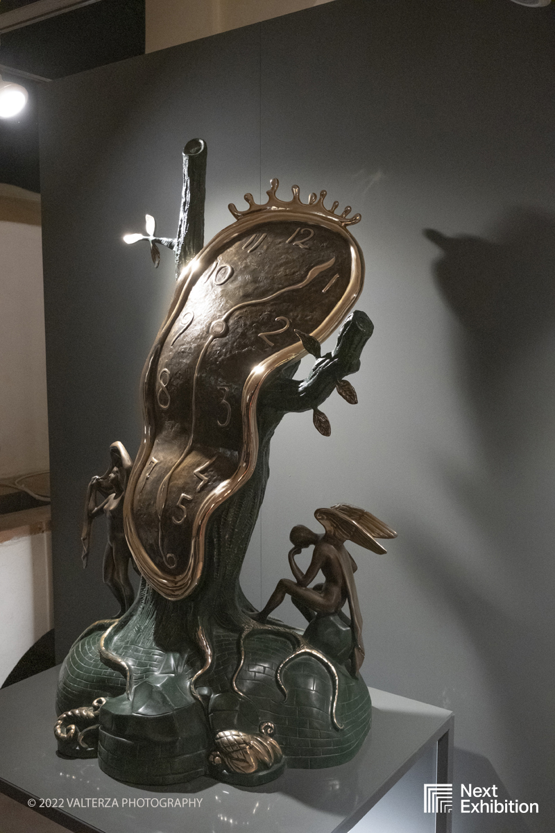 _DSF7122.jpg - 11/11/2022. Torino . Nelle antiche cucine della Palazzina di Caccia di Stupinigi dal 12 novembre 2022 al 19 febbraio 2023 il pubblico potrÃ  ammirare una mostra unica nel suo genere,  che espone diversi aspetti della produzione artistica di DalÃ­. Nella foto opera nobiltÃ  del tempo, bronzo 1984