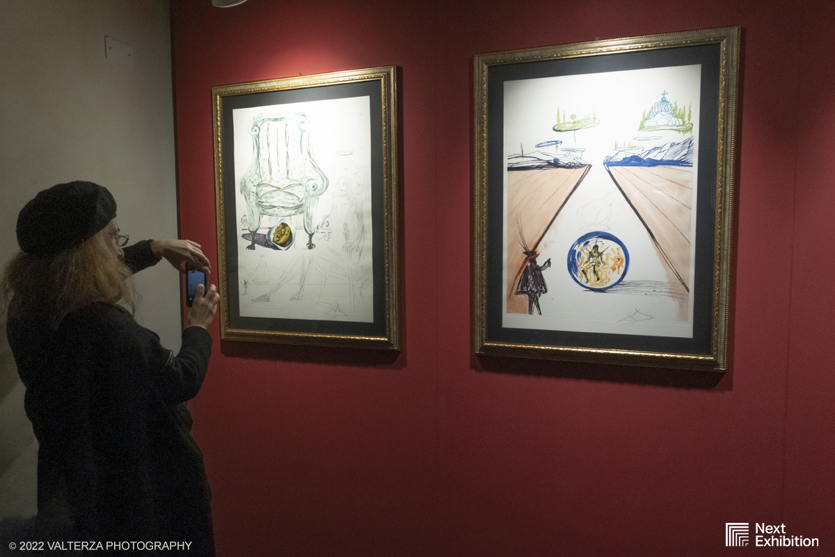 _DSF7137.jpg - 11/11/2022. Torino . Nelle antiche cucine della Palazzina di Caccia di Stupinigi dal 12 novembre 2022 al 19 febbraio 2023 il pubblico potrÃ  ammirare una mostra unica nel suo genere,  che espone diversi aspetti della produzione artistica di DalÃ­. Nella foto in visita alla mostra