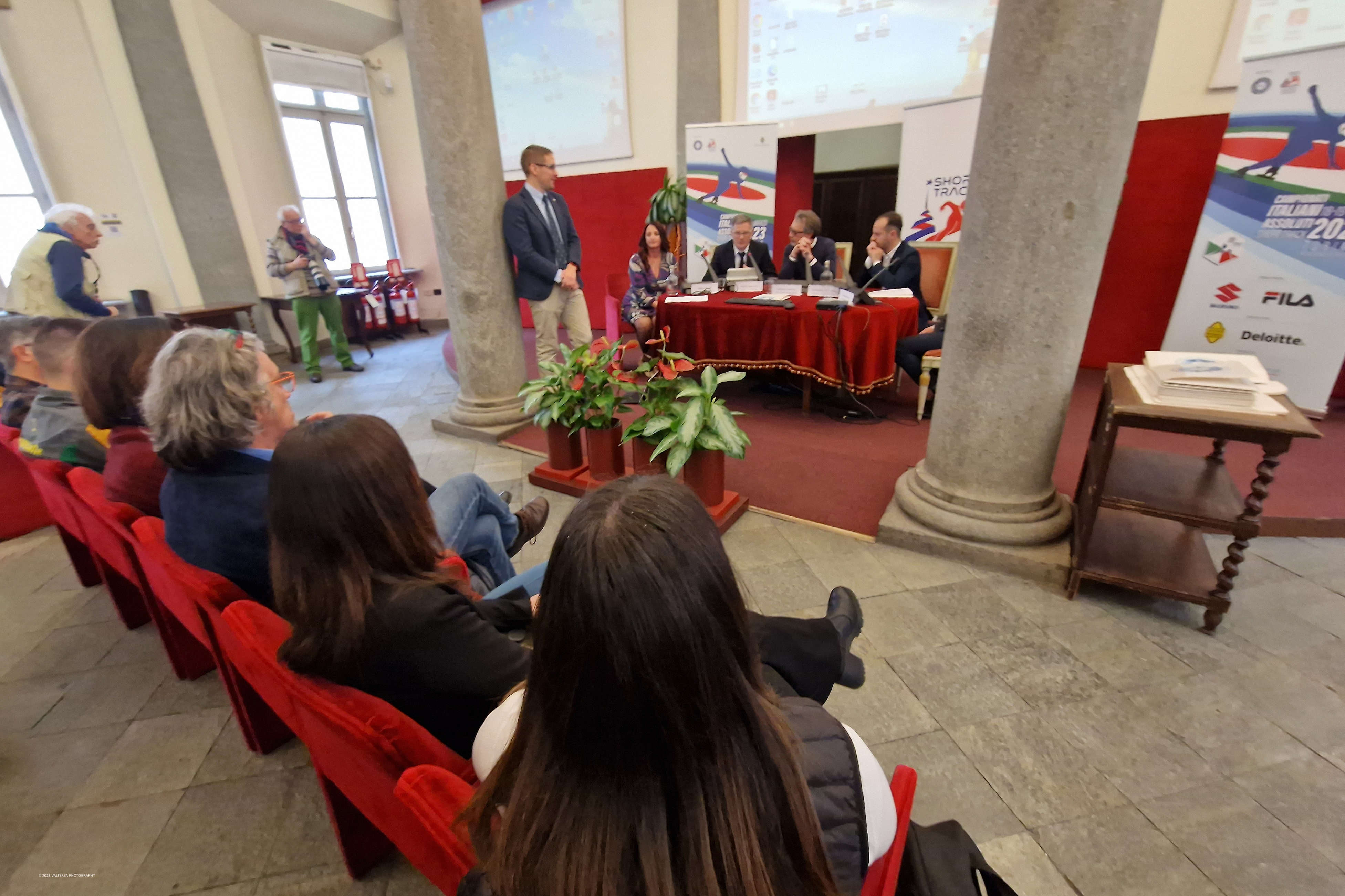 20230314_152704.jpg - 14/03/2023.Torino. Short Track, presentati a Torino i Campionati Italiani Assoluti 2023.La rassegna tricolore assegnerÃ  i titoli senior sia al maschile che al femminile. Nella foto un momento della conferenza stampa