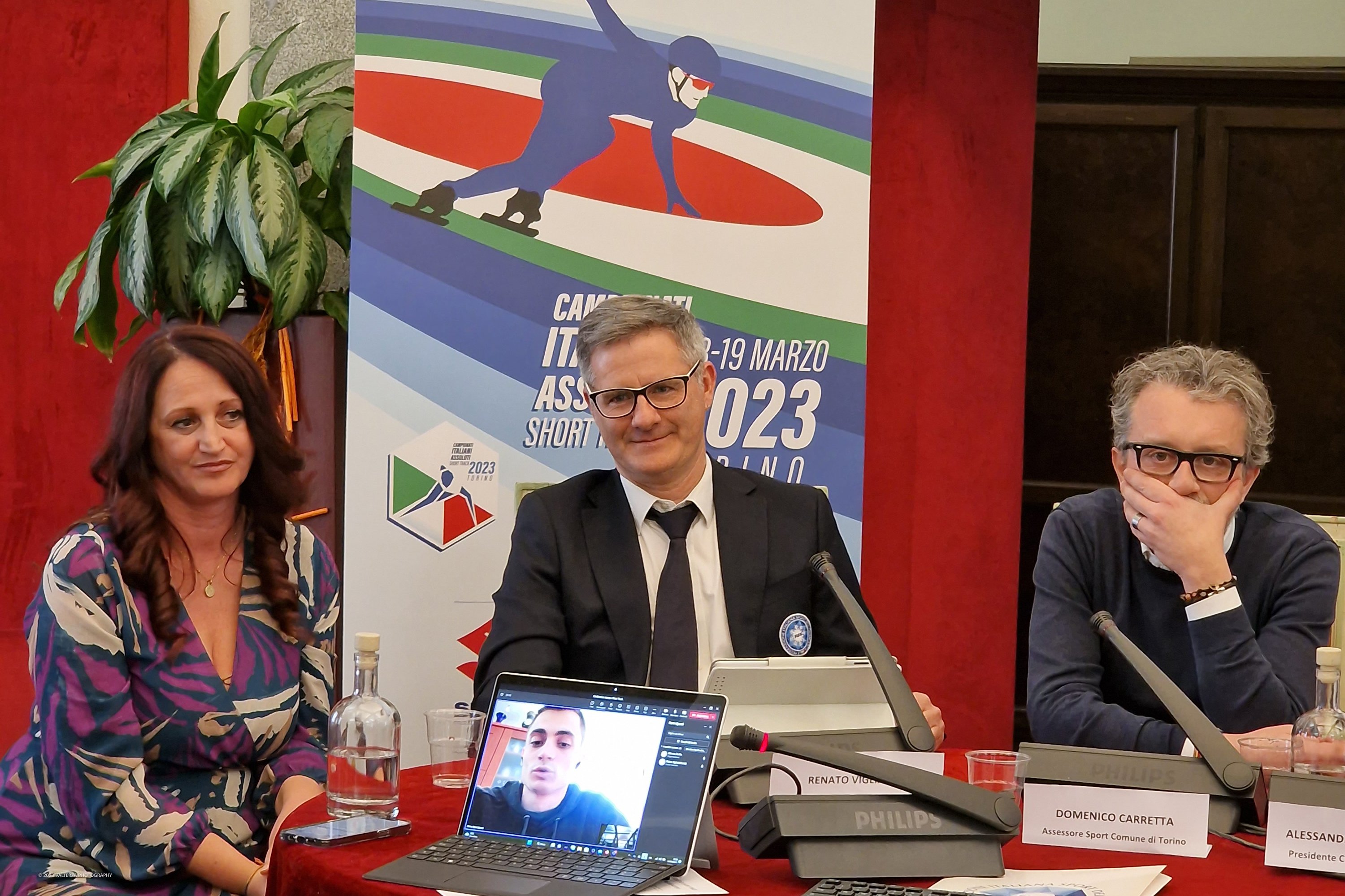 20230314_153643.jpg - 14/03/2023.Torino. Short Track, presentati a Torino i Campionati Italiani Assoluti 2023.La rassegna tricolore assegnerÃ  i titoli senior sia al maschile che al femminile. Nella foto l'intervento in conferenza per via telematica di  Pietro Sighel  medaglia d'oro e d'argento ai recenti mondiali di Seul